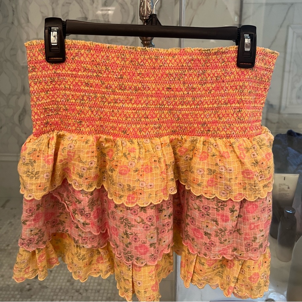 Pink and yellow Loveshackfancy skirt size large